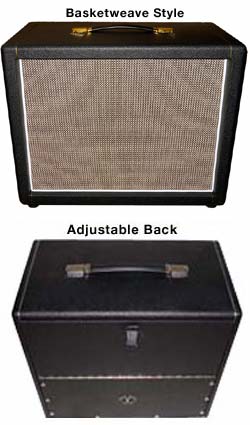 Scumback 1x12 Cabs in EC Collins Cloth and 1x12 Cabinets with Basketweave Cloth & Adjustable Back View